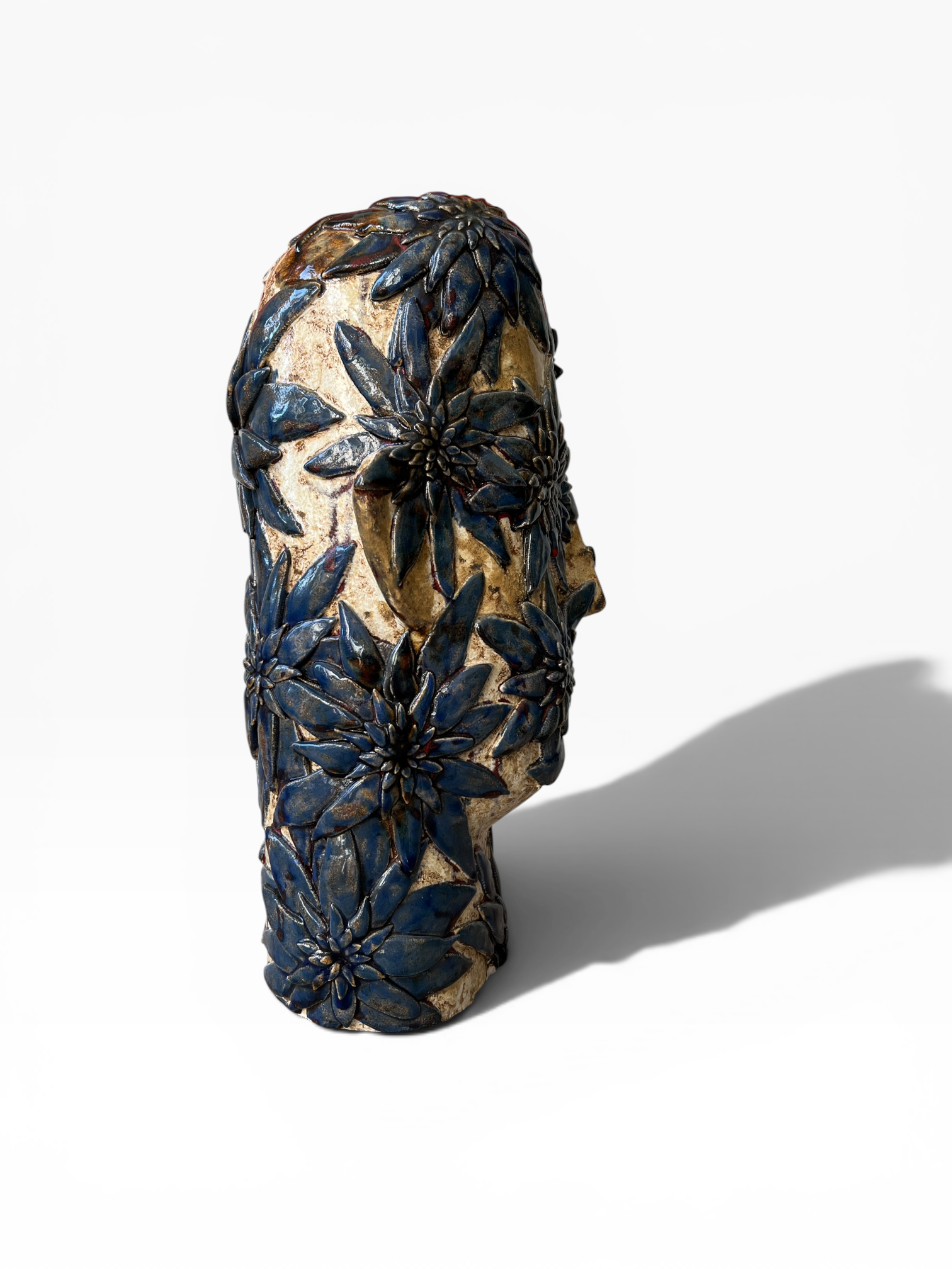 Large Ceramic Sculpture "Floral Head"