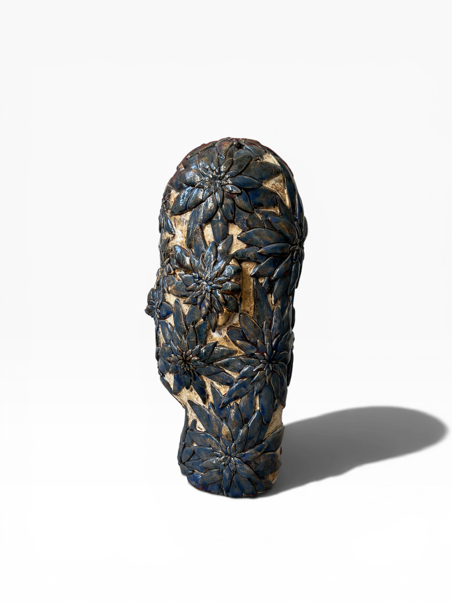 Large Ceramic Sculpture "Floral Head"