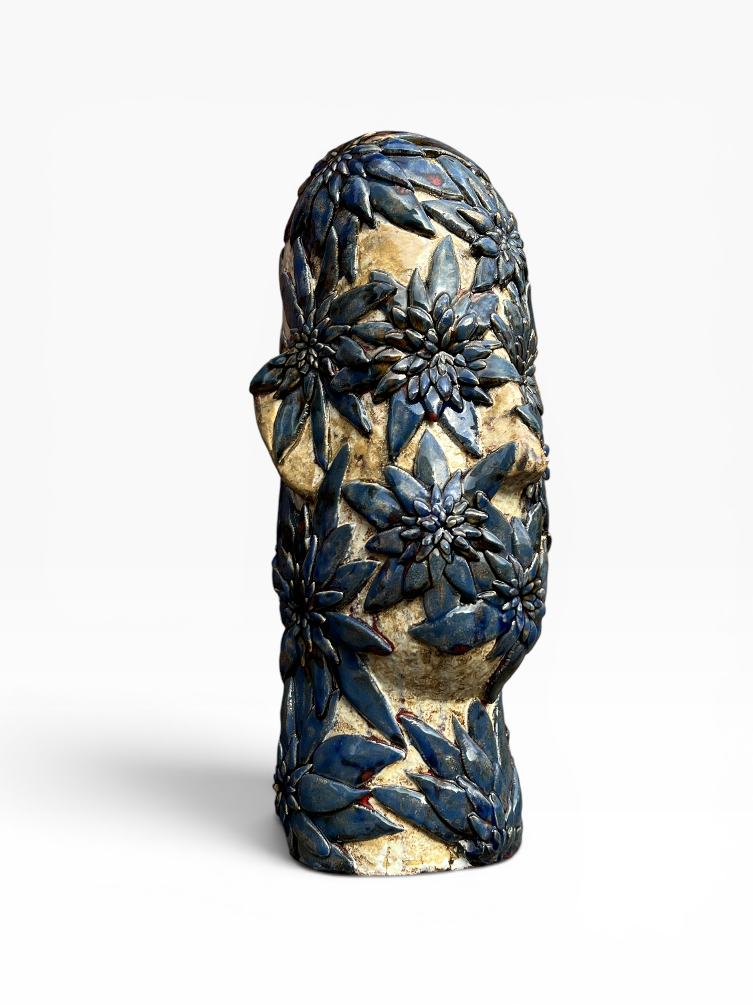 Large Ceramic Sculpture "Floral Head"