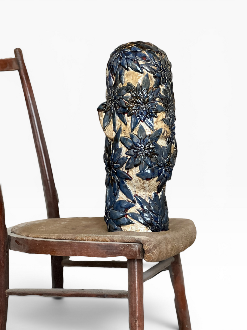 Large Ceramic Sculpture "Floral Head"
