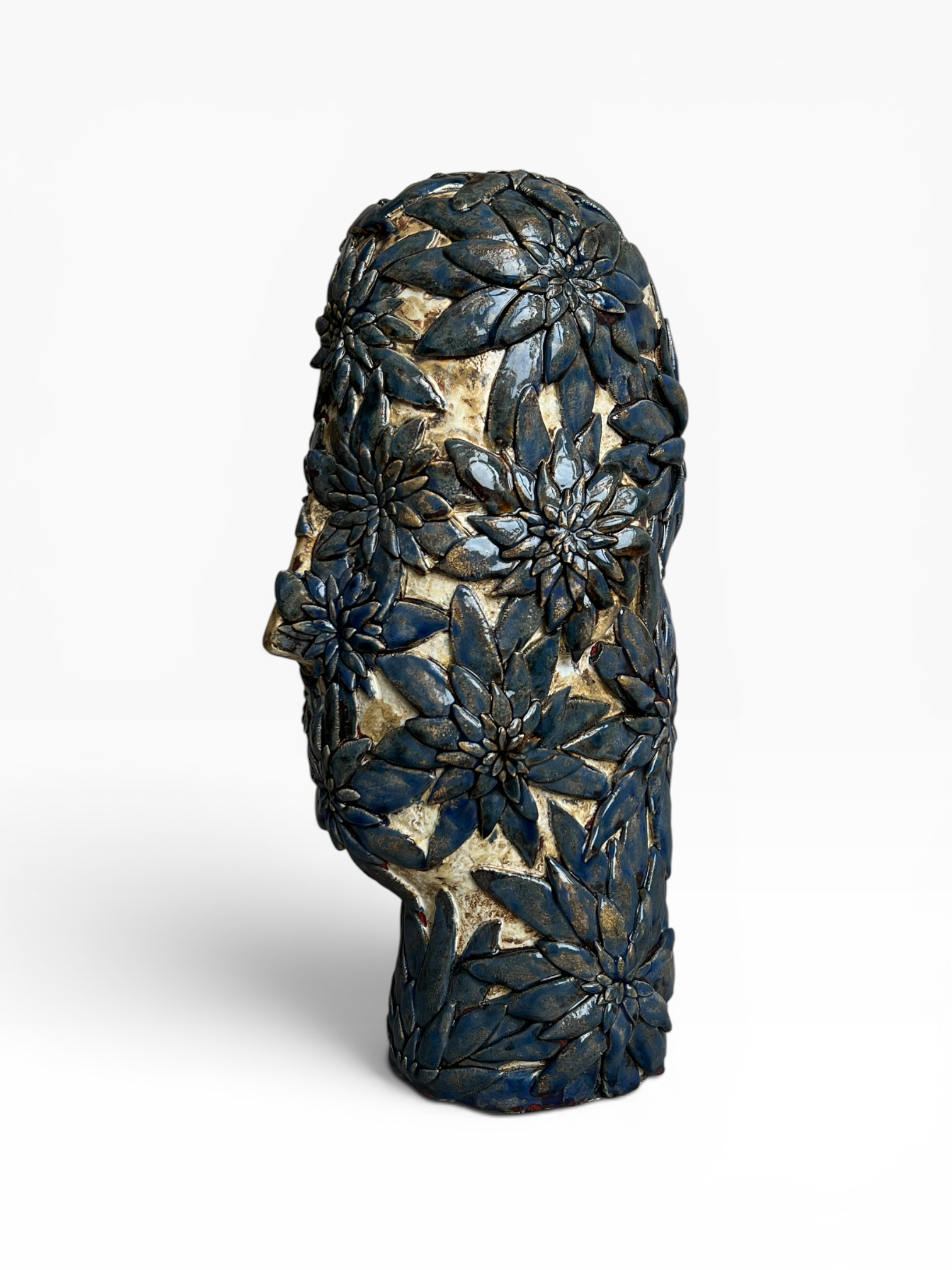 Large Ceramic Sculpture "Floral Head"