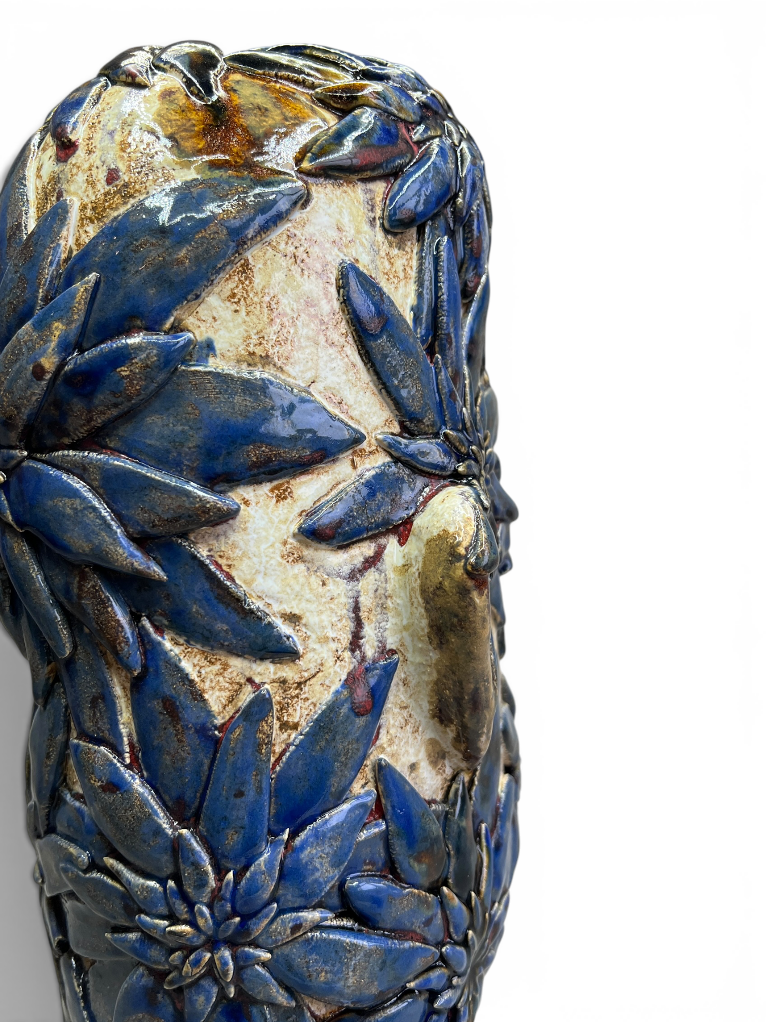 Large Ceramic Sculpture "Floral Head"