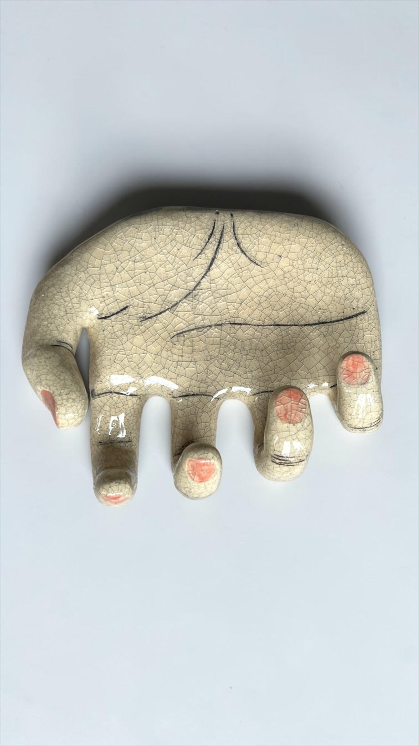 "The Male Hand" Ceramic Decorative Wall Hook – Anatomical Art Sculpture