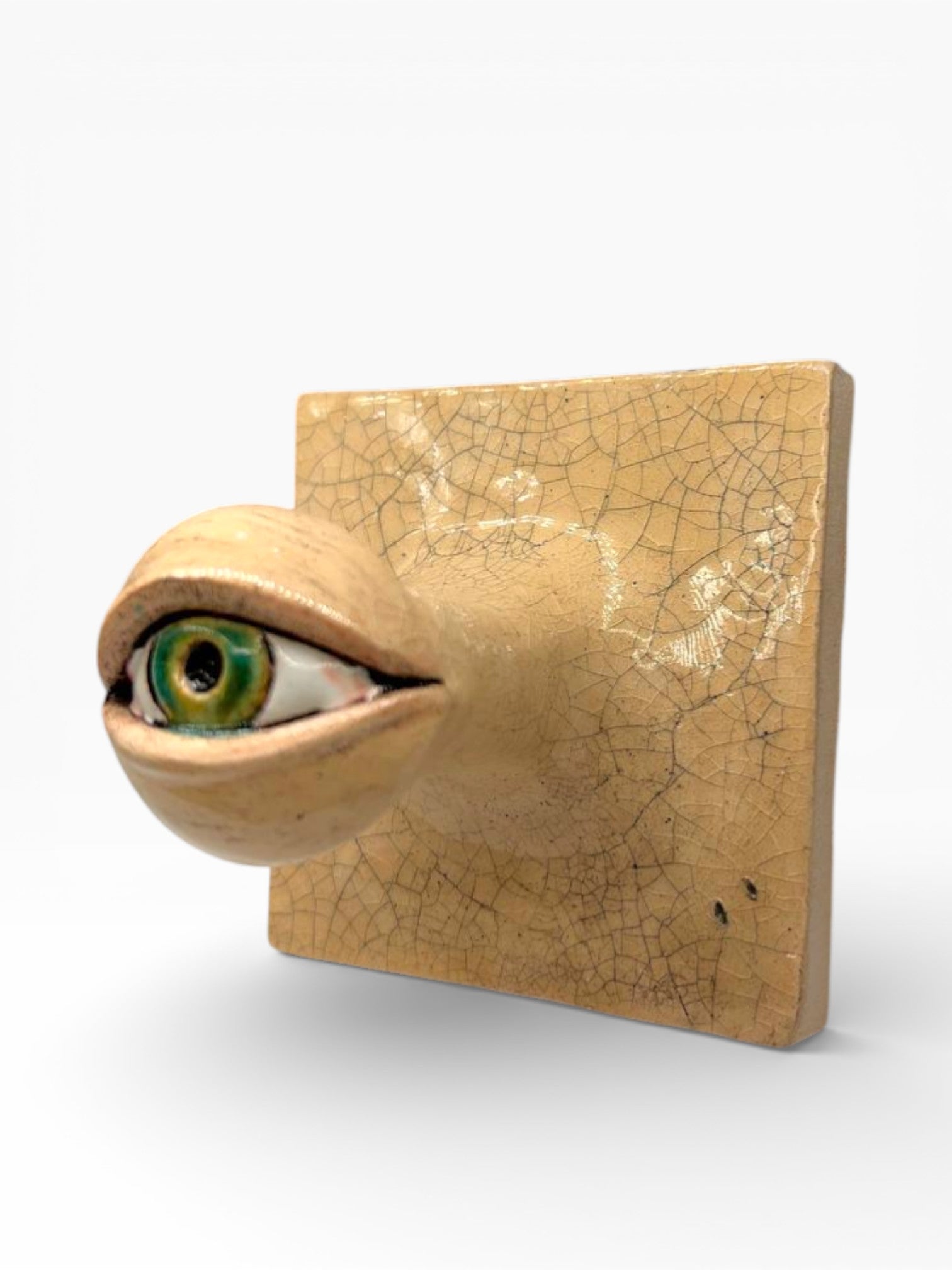 "Green Eye" Ceramic Decorative Wall Hook – Handmade (Kannyu Technique)