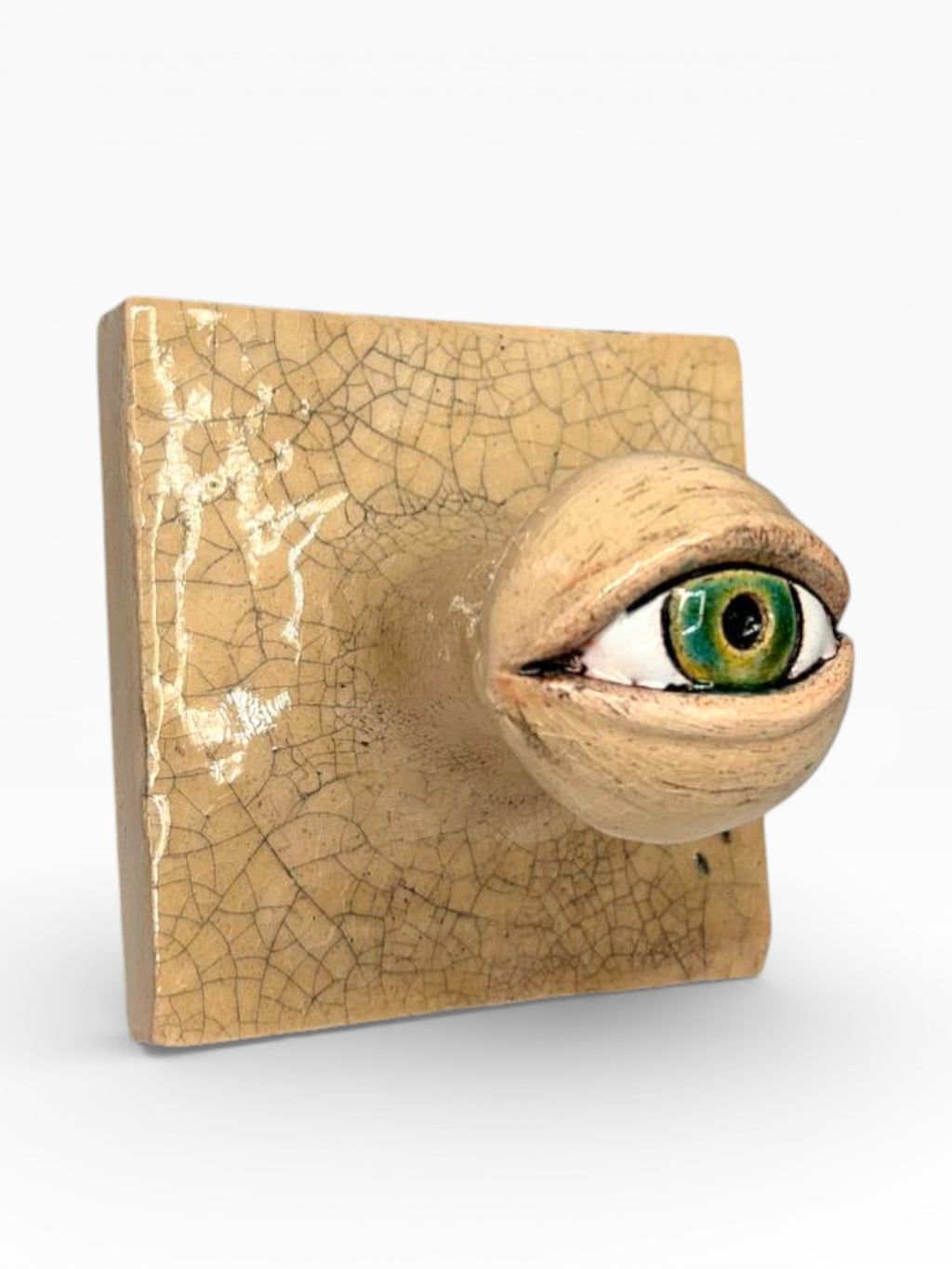 "Green Eye" Ceramic Decorative Wall Hook – Handmade (Kannyu Technique)