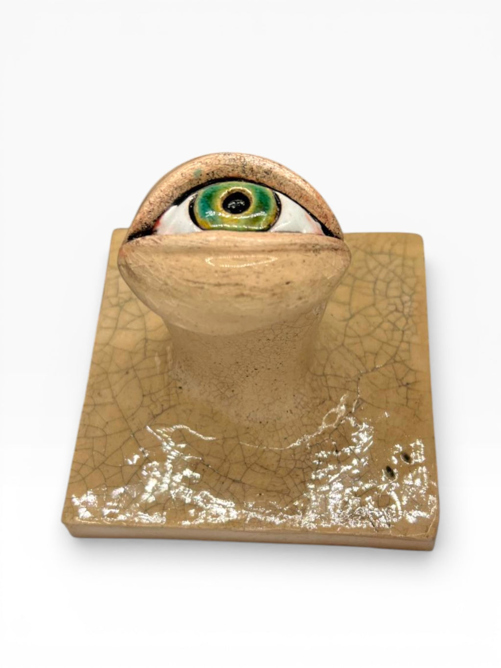"Green Eye" Ceramic Decorative Wall Hook – Handmade (Kannyu Technique)