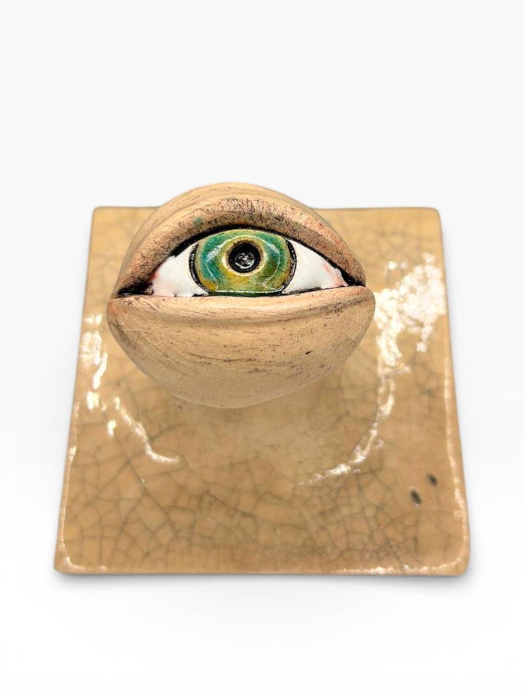 "Green Eye" Ceramic Decorative Wall Hook – Handmade (Kannyu Technique)
