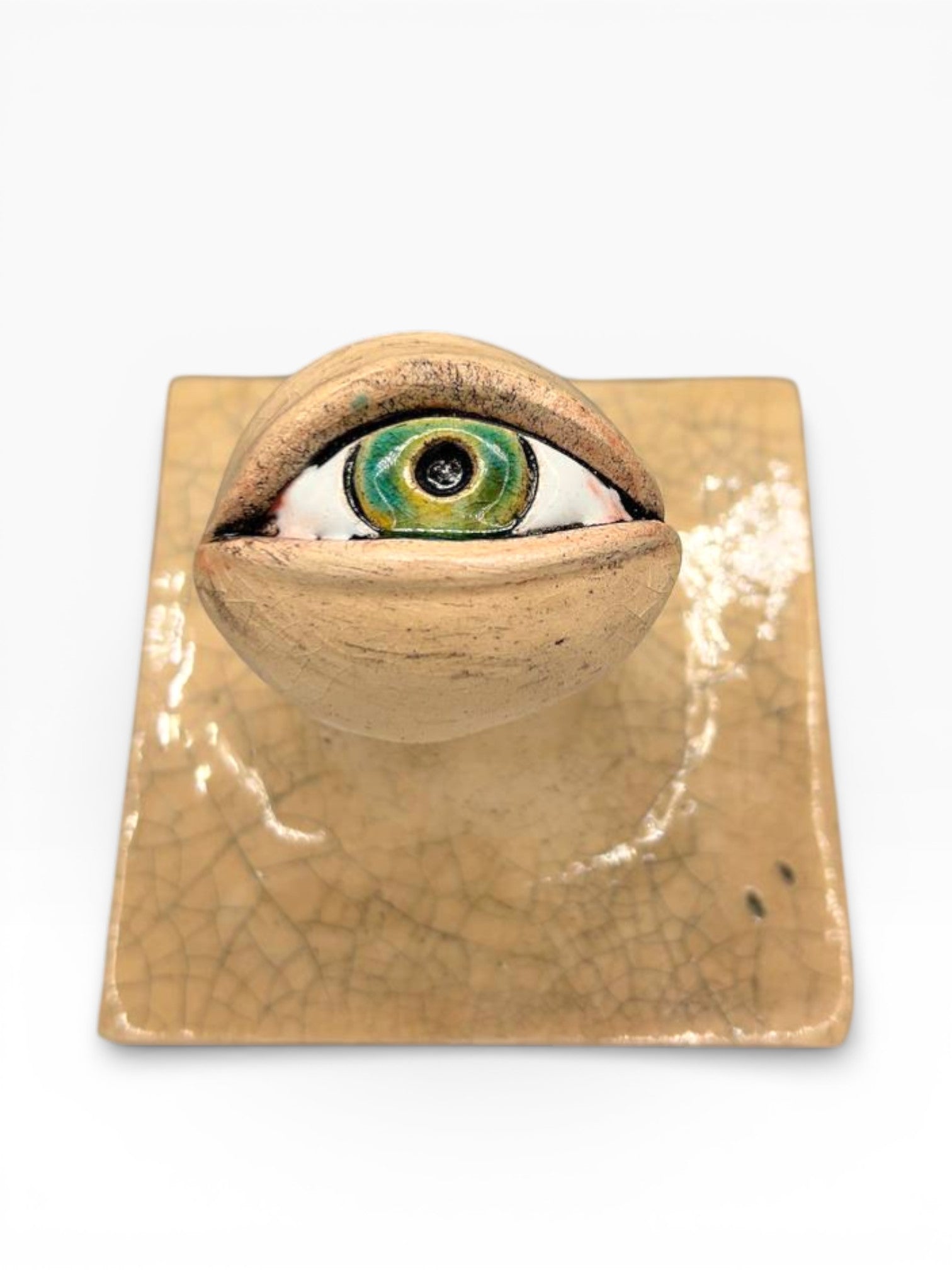 "Green Eye" Ceramic Decorative Wall Hook – Handmade (Kannyu Technique)