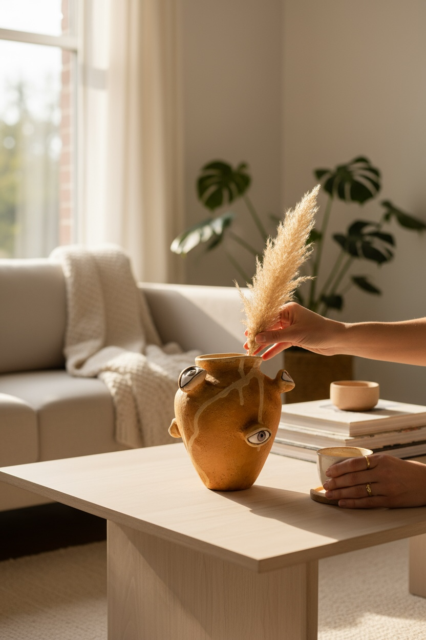 "Observation" Hand-Sculpted Ceramic Vase 