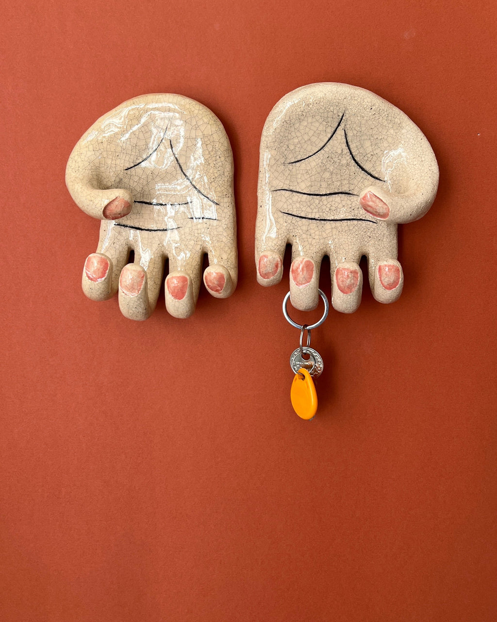 "The Hand" Ceramic Wall Hook & Key Holder – Functional Art