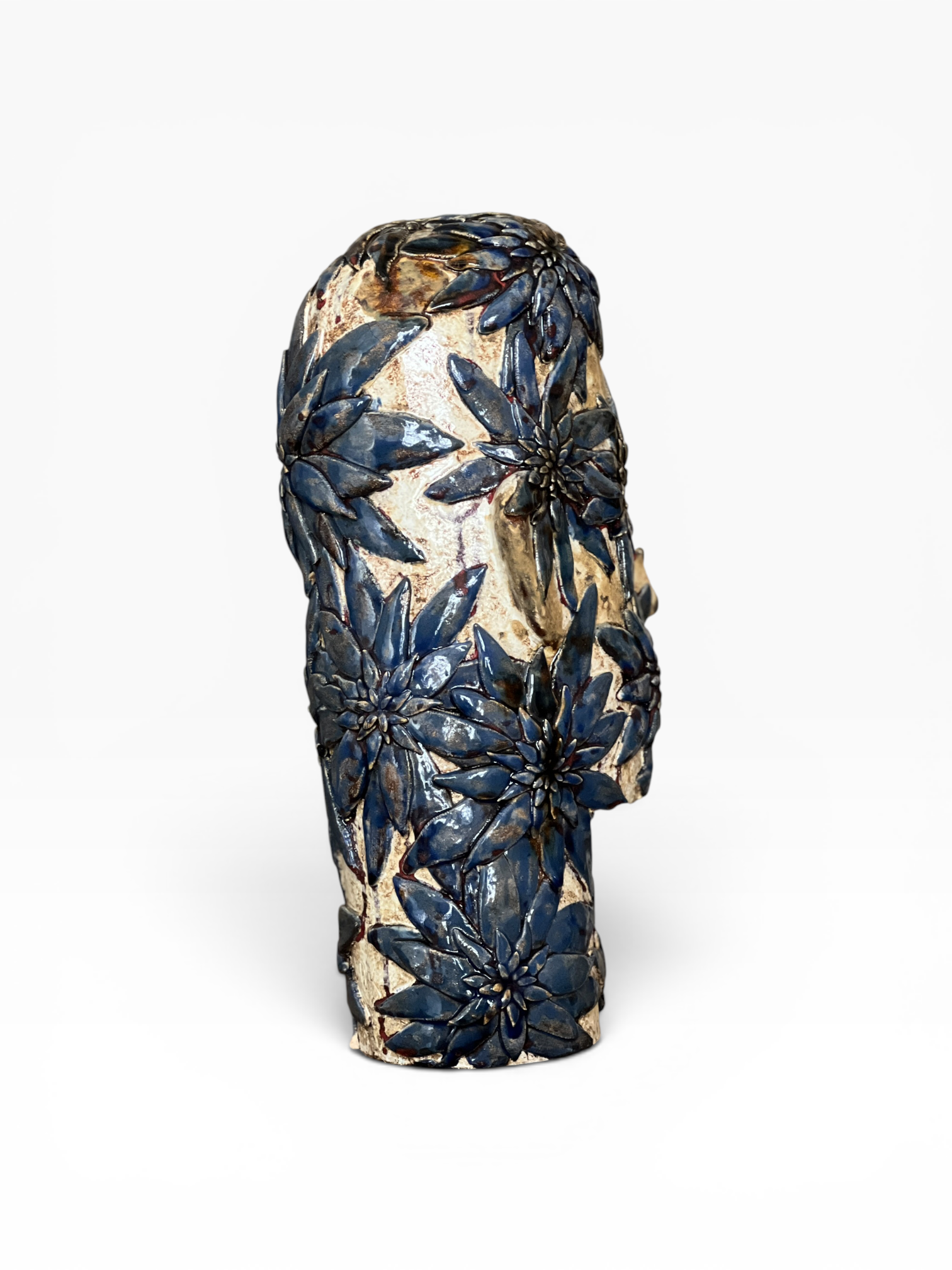 Large Ceramic Sculpture "Floral Head"