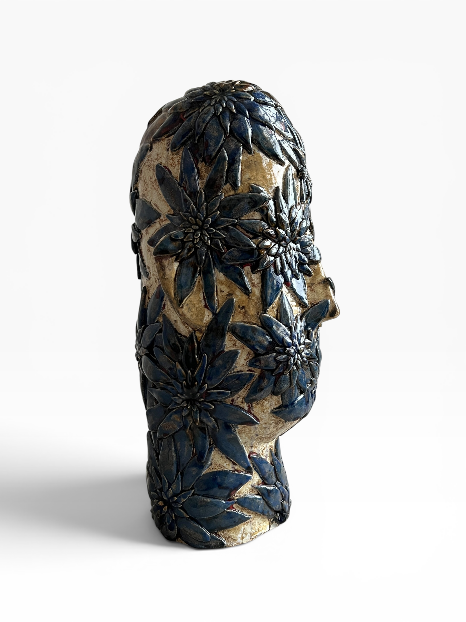 Large Ceramic Sculpture "Floral Head"